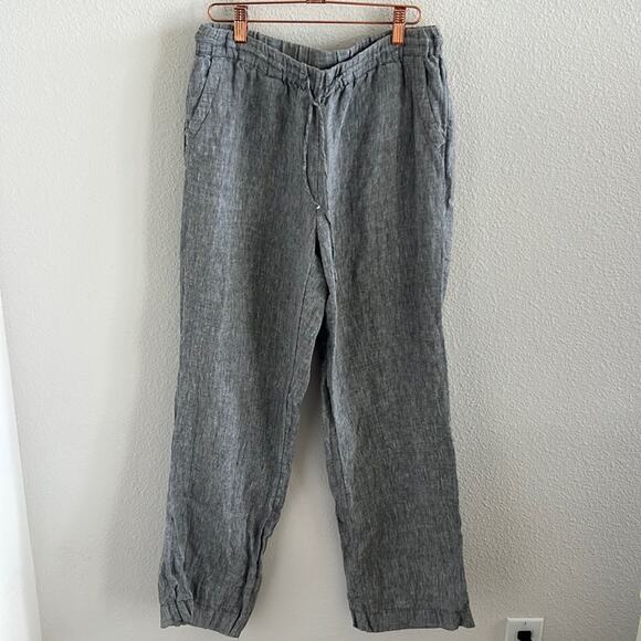 Charter Club Pants - Charter Club 100% Linen Grey Pull On Elastic Waist Pants Straight Leg Small